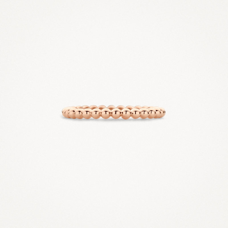 14 Rosé goud ring met bolvormige schakels, slank ontwerp, 14k goud.