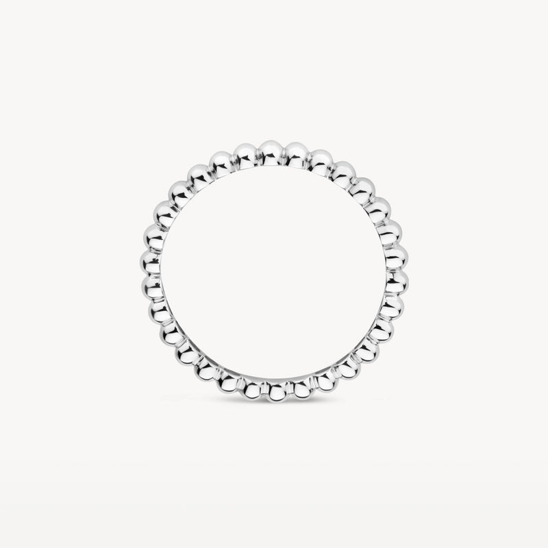 14k wit goud ring met ronde bolletjes in aanschuifring stijl.