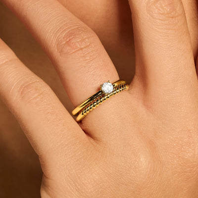 Zirkonia-Ring aus 585er Gold im Solitär-Design 3,5 mm