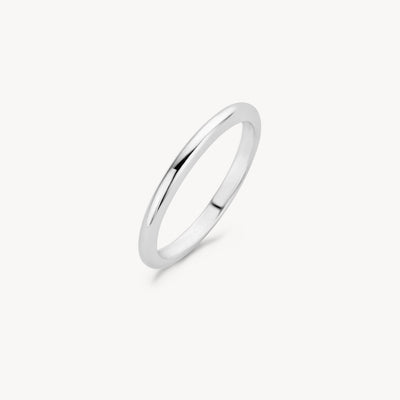 14k wit goud aanschuifring met gladde, glanzende afwerking.