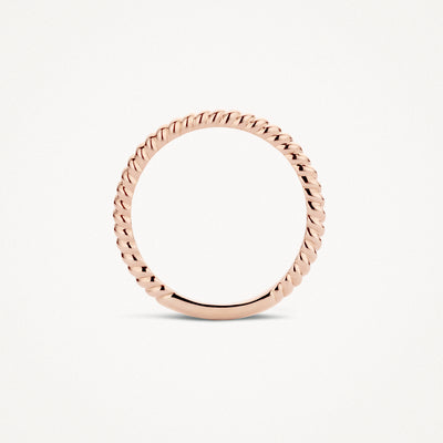 14k roségouden ring met gedraaide bicolor goudtextuur, variant 1118RGO.