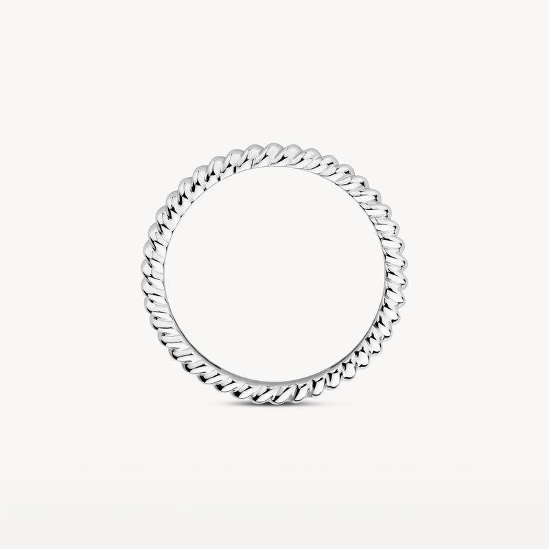 Ring 1118WGO van 14k wit goud met gedraaide schakels in bicolor goudstijl.