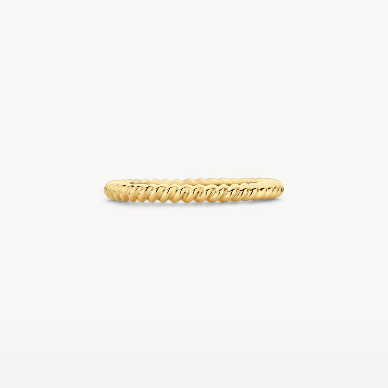 Bague à enfiler en or jaune 14k avec un motif torsadé détaillé.