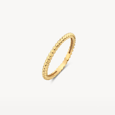 Bague fine en or jaune 14k avec motif de câble torsadé et intérieur lisse.