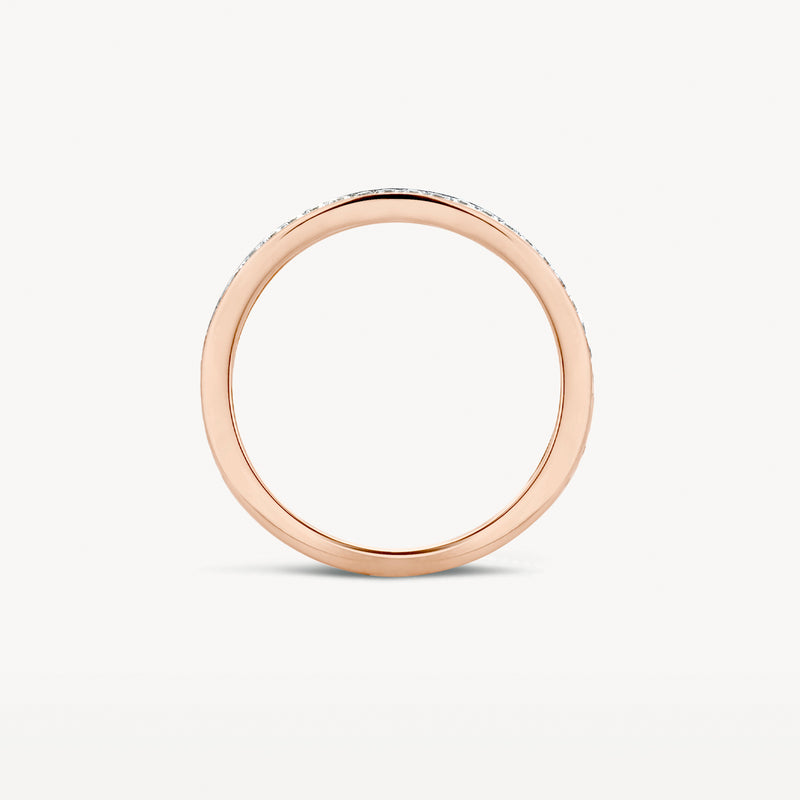 14k rosé goud ring met fijne zirkonia inzet en strakke afwerking.