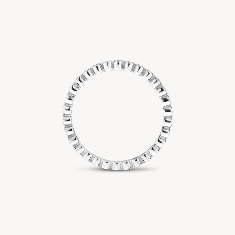 14k wit goud aanschuifring met zirkonia rondlopende stenen.