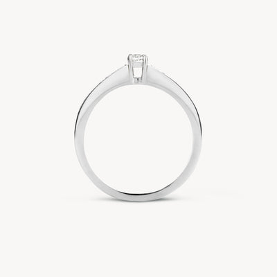 14k wit goud ring met zirkonia en strakke, gladde band.