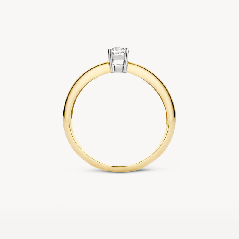 Ring 1155BZI met 14k geelgouden band en witgouden zetting met zirkonia.