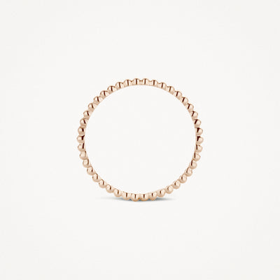 Dunne aanschuifring van 14k rosé goud met ronde bolletjesstructuur.