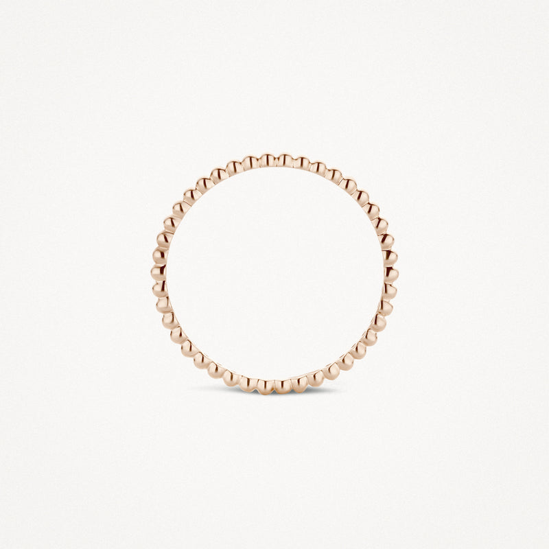 Dunne aanschuifring van 14k rosé goud met ronde bolletjesstructuur.