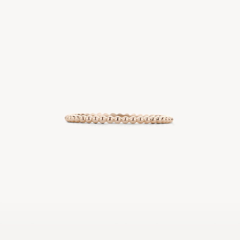 Dunne aanschuifring van 14k rosé goud met bolletjes detail.