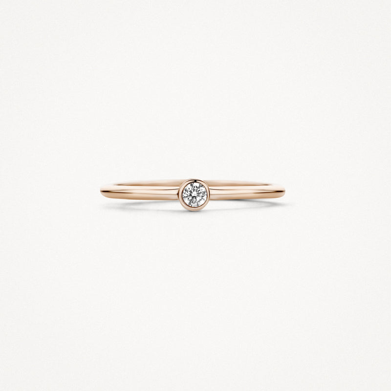 14k rosé goud ring met kleine zirkonia en dunne band.