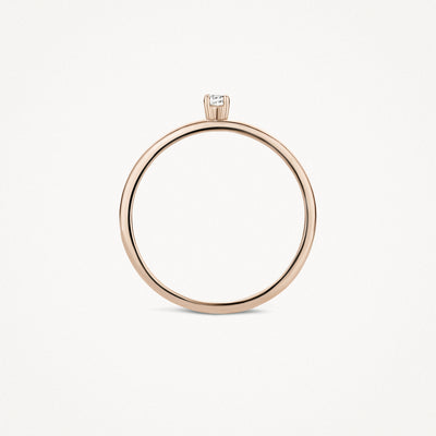 14k roségouden ring met solitaire diamantengezetting, slanke band.
