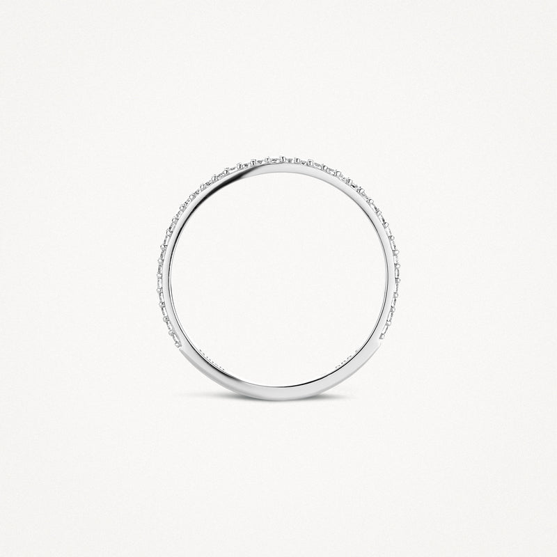 Fine bague à enfiler en or blanc 14k avec de fins accents de Zircone.