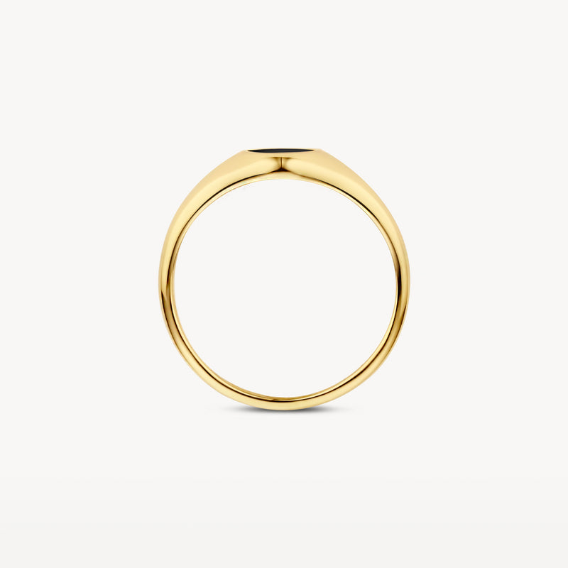 Bagies sceau en or jaune 14k avec plaque de sceau ovale et lisse.