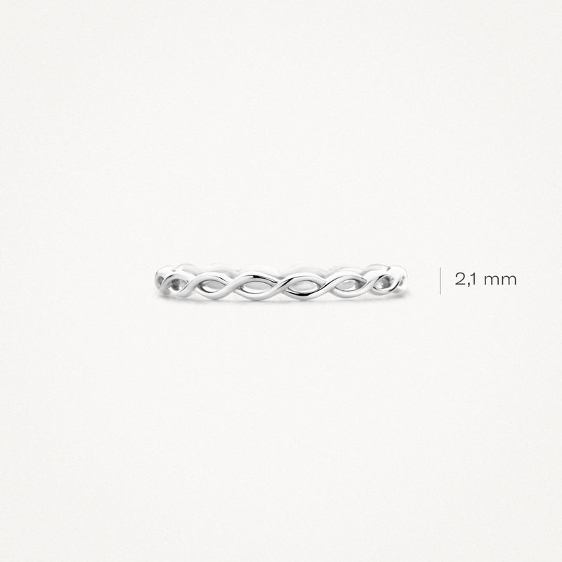 14k Wit goud ring met gevlochten design, 2,1 mm breedte.
