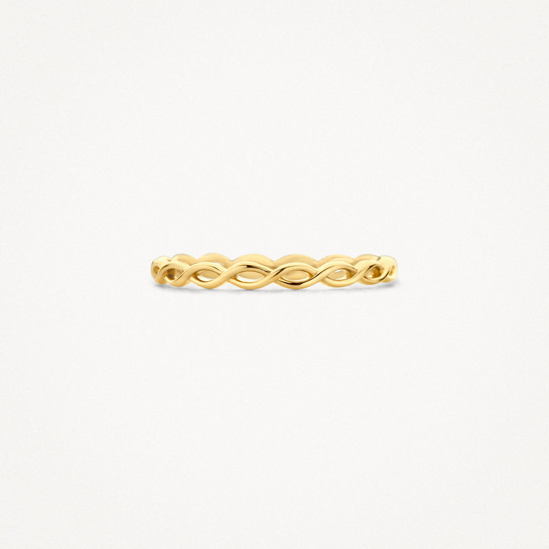 Delicate ring van 14k geel goud met subtiel golvend design.