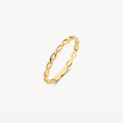 Dunne ring van 14k geel goud met opengewerkte lusvormen.