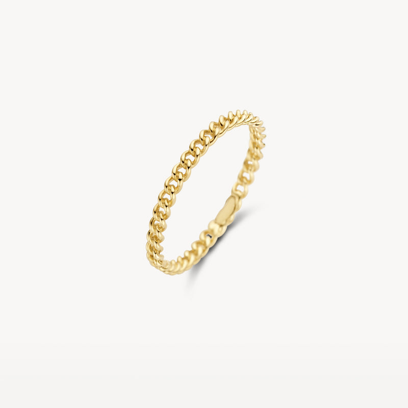 14k geelgouden ring met kleine bolletjes in aanschuifringstijl.