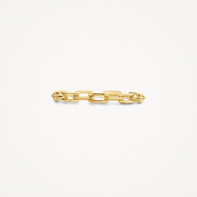 14k geelgouden aanschuifring met ovale schakels.