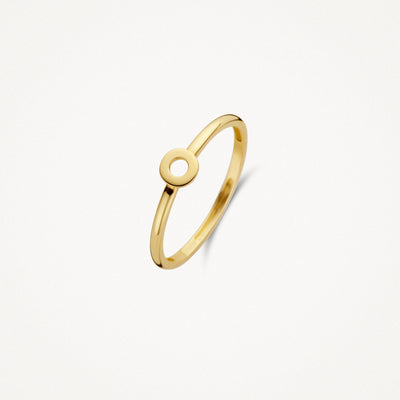 Smal 14k geelgouden ring met cirkelvormige detail, variant 46.