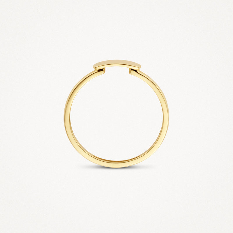 14k geelgouden aanschuifring met minimalistische balkdetail, maat 46.