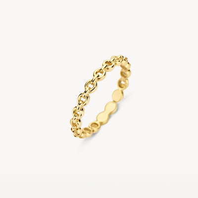 Ring 1246YGO met schakels van glanzend 14k geel goud in maat 50.
