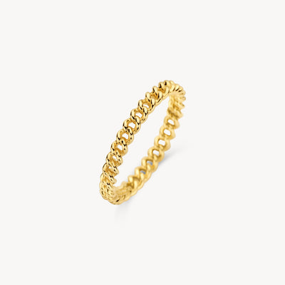 Bicolor goud ring met 14k geelgoud en gedetailleerde schakels, variant 50.