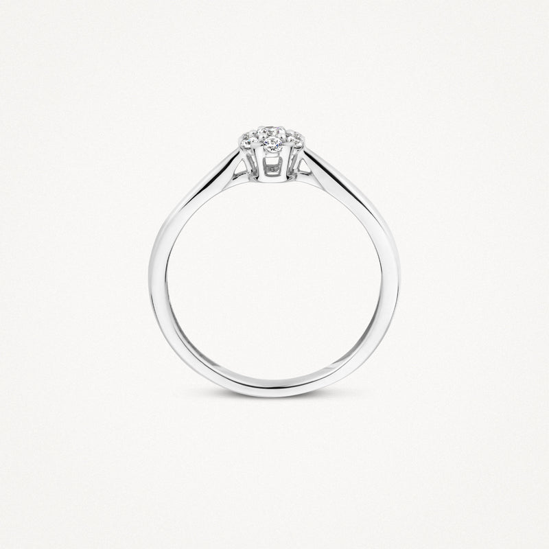 14k witgouden ring met zirkonia centraal geslepen steen en slanke band.