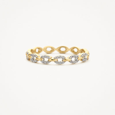 Zweifarbig Ring mit 585er Gelb und Weißgold und zirkoniain runden Links.