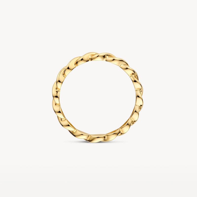 Bague en or jaune 14k à maillons torsadés et finition polie.