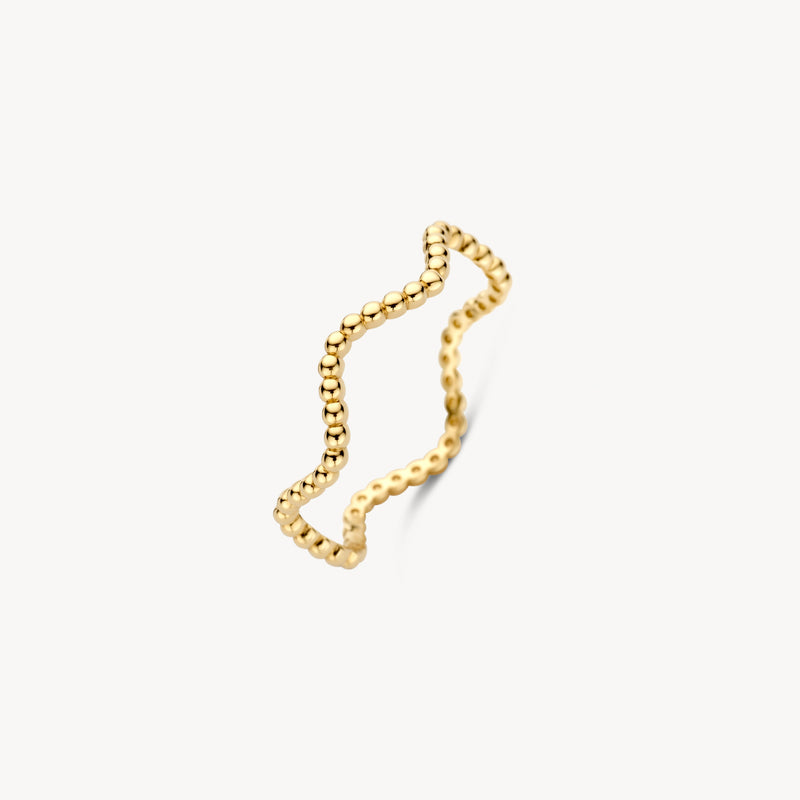 Smalle aanschuifring in 14k geel goud met een bolletjesstructuur