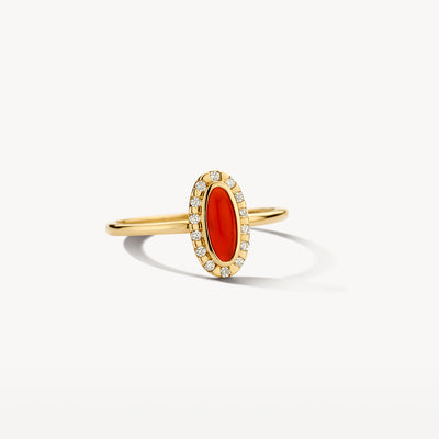 ring met ovale rode agaat
