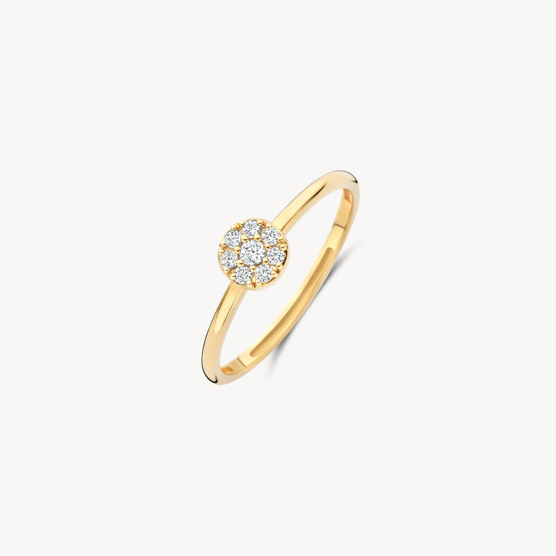 Bague fine en or 14k avec grappe ronde de pierres de Zircone.