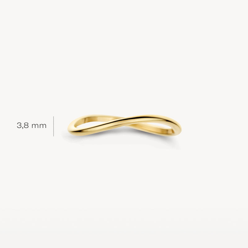 Bague empilable en or jaune 14 carats authentique, largeur du anneau : 1,3 mm.