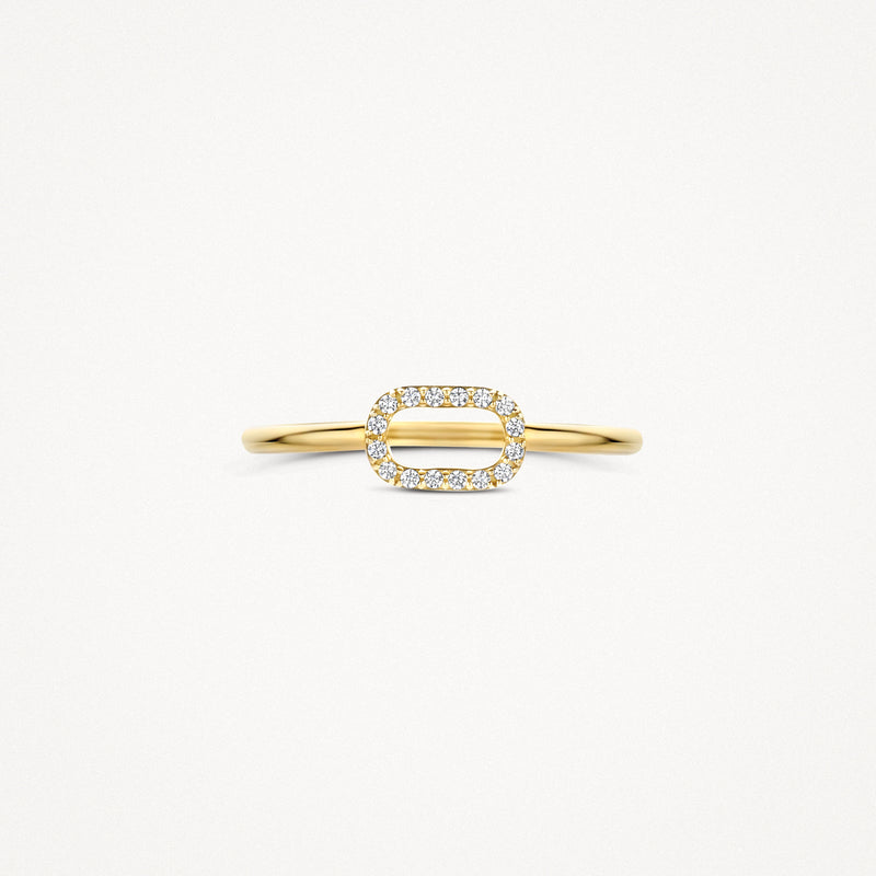 Ring ovaal bezet met zirkonia 14k goud