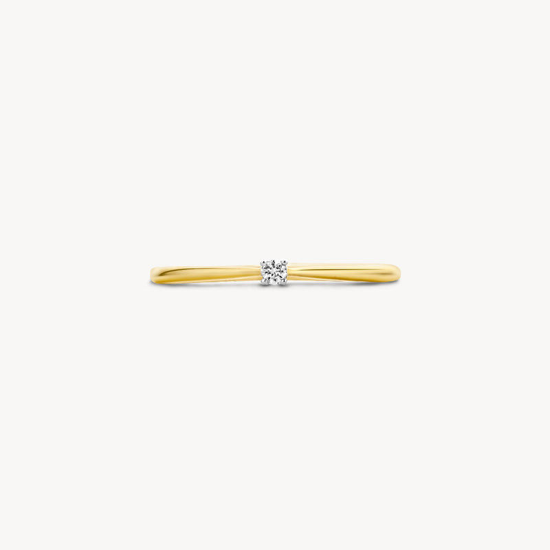 14k geel goud ring met solitair natuurlijke diamant.