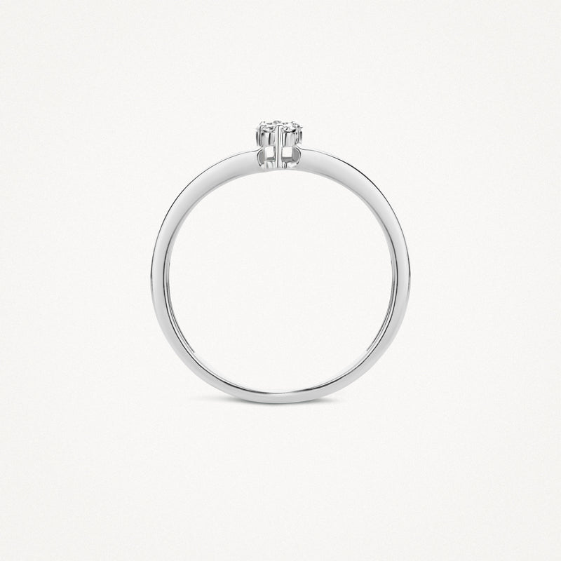 Dunne diamanten ring in 14k wit goud met solitaire diamantzetting.