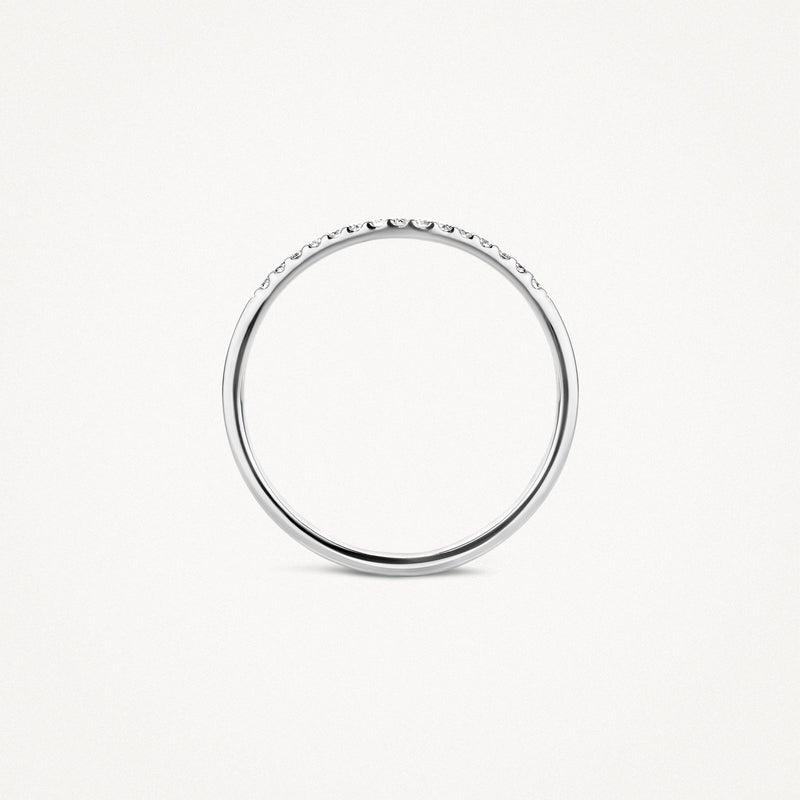 14k Wit goud smalle aanschuifring zonder diamant, gladde afwerking.