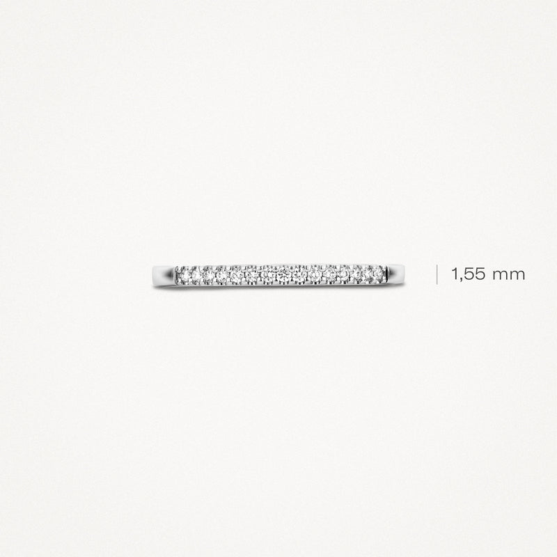 Dunne diamanten aanschuifring van 14k wit goud met kleine schitterende diamanten van 1,55 mm.