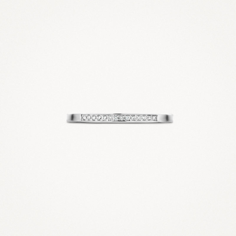 14k wit gouden diamanten aanschuifring met fonkelende natuurlijke diamanten in smal design.