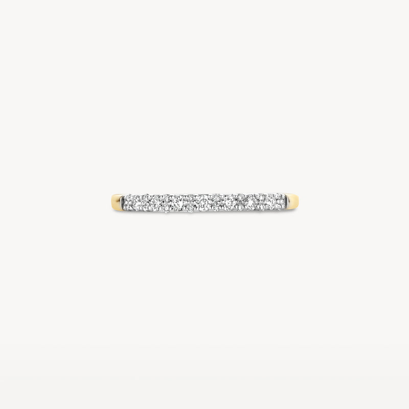 Bicolor gouden aanschuifring met rij van natuurlijke diamanten in 14k goud.