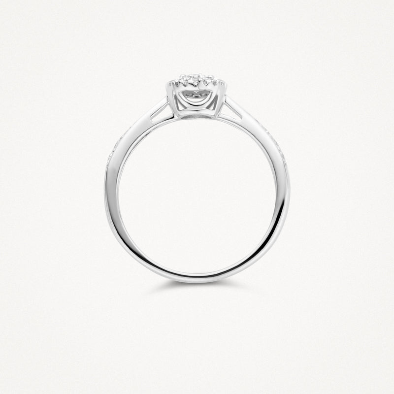 14k wit gouden ring met solitaire diamant en fijne ronde band.