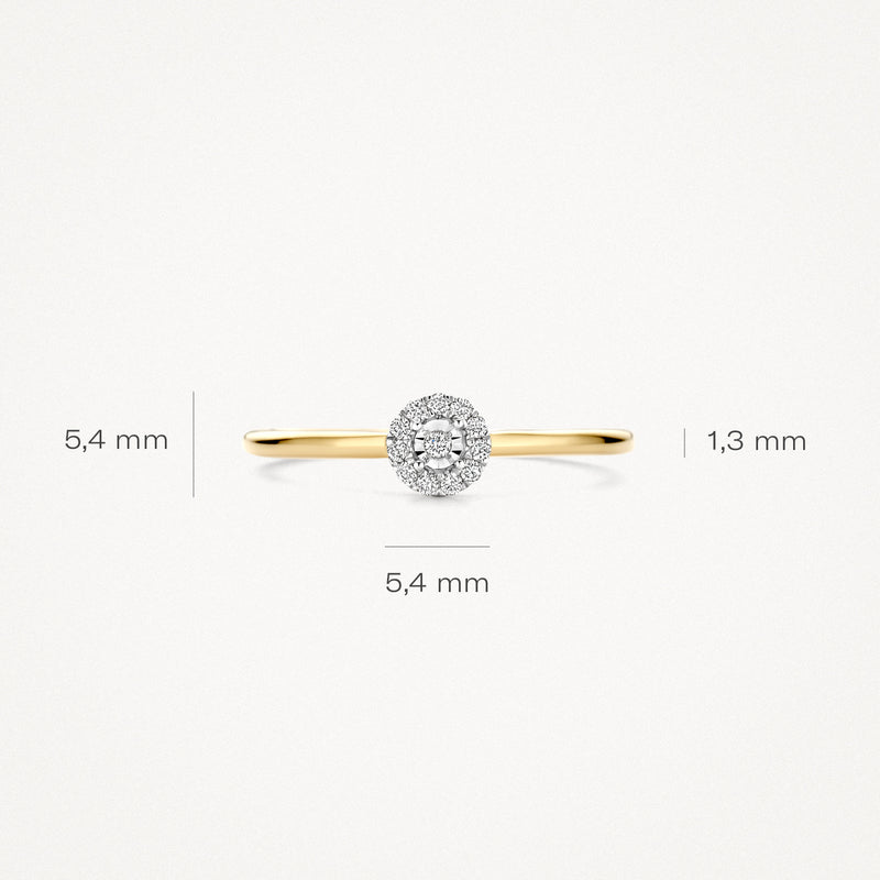 Ring met 14k geel goud band en ronde natuurlijke diamant van 5,4 mm.