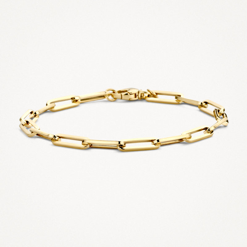 Armband 2171YGO met grove schakels van 14k geelgoud, lengte en sluiting zichtbaar.