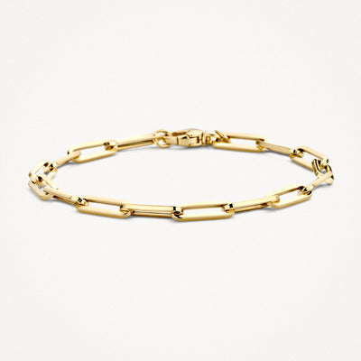Bracelet 2171YGO with chunky links in 14k yellow gold, Length and Closure visible.