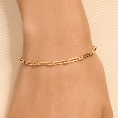 14ct Gold Elongated Link Bracelet – Paperclip Style