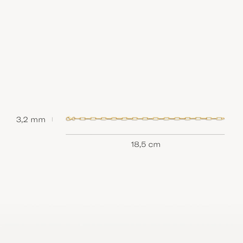 Armband 2191YGO aus 585er Gelbgold mit feinen Gliedern, Länge 18,5 cm, Breite 3,2 mm.