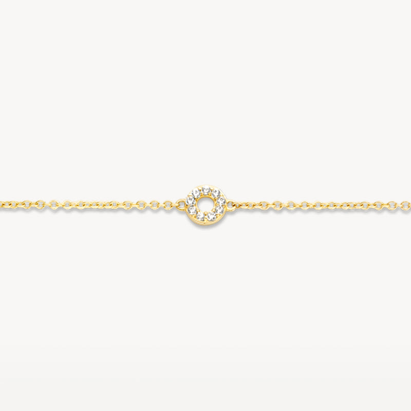 Armband aus 585er Gelbgold mit feinem Glied und zentralem Zirkoniaring.