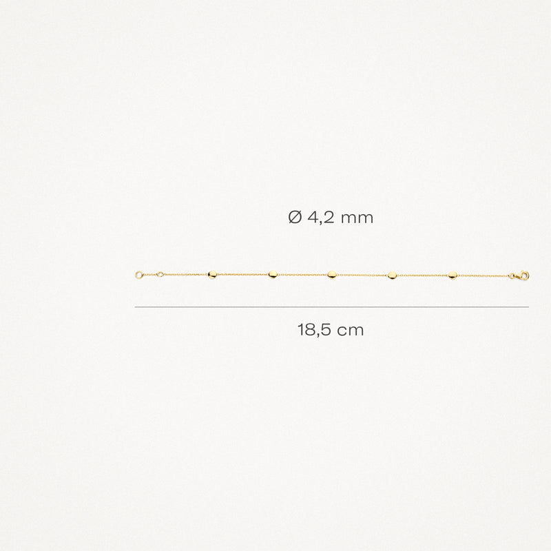 Feines Armband aus 585er Gelbgold mit Glied und Durchmesser 4,2 mm, Länge 18,5 cm.
